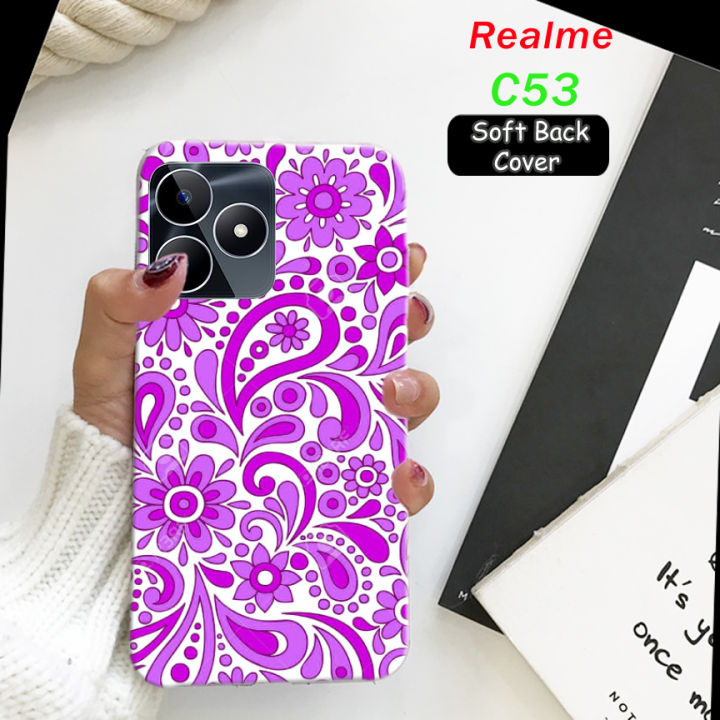 Realme C53 Back Cover - Purple Floral Soft Case