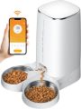 ROJECO Automatic Cat Feeders for 2 Cats, 4L Cat Food Dispenser with APP Control, Double Stainless Steel Bowls, Dual Power Supply and Low Food Alarms, 2.4GHz Wi-Fi Enabled Pet Feeder for Cats and Dogs. 
