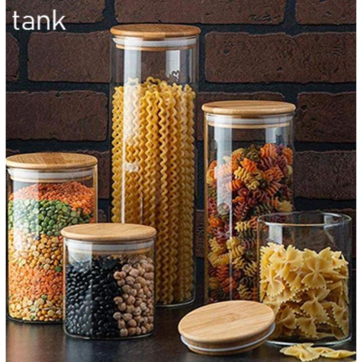 Storage Borosilicate Glass Jar & Container with Air Tight Wooden Lid