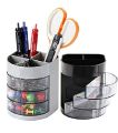 Pen Stand And Desk Organizer Plastic With 3 Drawers - 9147 - Black. 