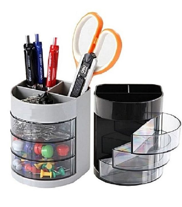 Pen%20Stand%20And%20Desk%20Organizer%20Plastic%20With%203%20Drawers%20-%209147%20-%20Black%20-%20Image%203