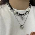 Kpop Zircon Cross Star Beaded Necklace Men Imitation Pearl Star Pendant Necklaces Y2K Hiphop Star Tassel Choker Necklace Unisex. 