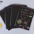 Magic Drawing Book Scratch Art Toy – DIY Black Cardboard Notes for Kids, Doodle Painting Pad (Large: 14x20cm, Small: 10x14cm). 