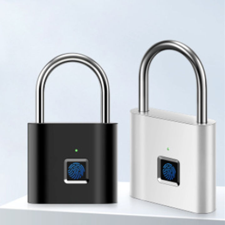 Smart Fingerprint Padlock Waterproof Biometric Fingerprint Keyless Door Lock USB Rechargeable Security Padlock For House Unlock Sunlight Super Store