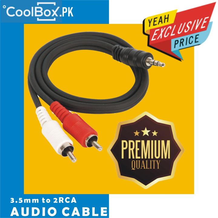 Branded New 3.5mm PC Aux Stereo To Dual 2 RCA Audio Cable MaleMale ...