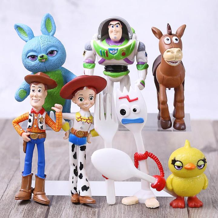 Toy Story 4 Woody Jessie Buzz Lightyear Bullseye Forky Ducky Bunny PVC Figures Toys 7Pcs/Set