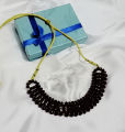 Fancy Jewellery Black Necklace Mala With Black Multi-shape Stud Earrings Set - Best Gift. 