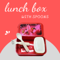 Student Lunch Box Large - Pure Plastic Lunch Box with Small box & Spoons. 