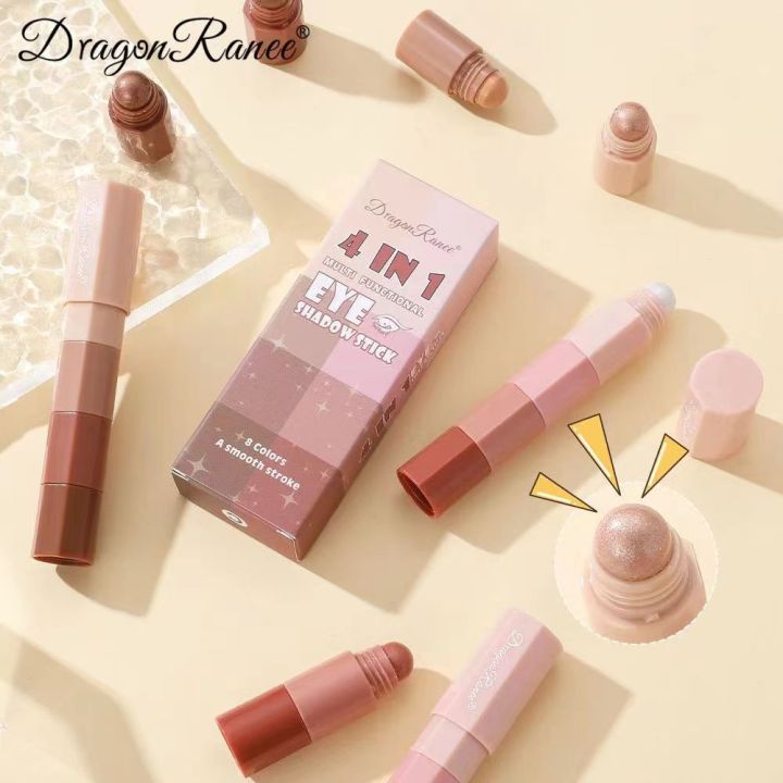 • DRAGON RANEE 2pcs box 4 In 1 Pearlescent Matte Eyeshadow Pencil Set Long Lasting Waterproof Glitter Highlighter DR89