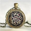 Tibetan Buddhist Mandala Necklace Sacred Geometry Jewelry Spiritual Men Black Men's Mandala Pendant. 