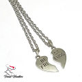 Best Friend Heart Necklace gift for Friends Couples Pair of 2 Locket. 