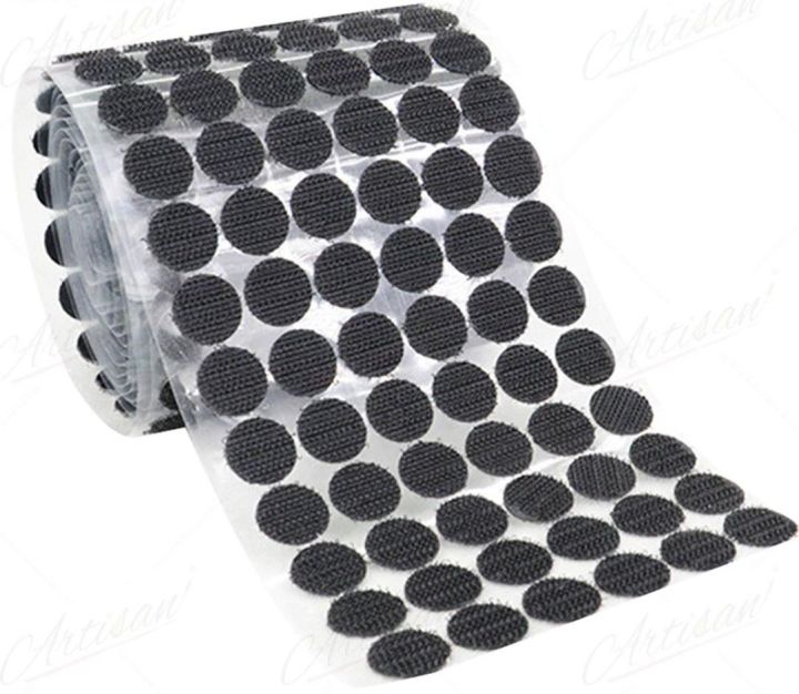 3/4 inch 19mm Magic Sticky Self Adhesive Velcro Round Pads Dots - Black
