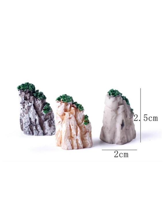 3Pcs Cute Mini Mountain Rock Miniature Fairy Garden Plant Decor