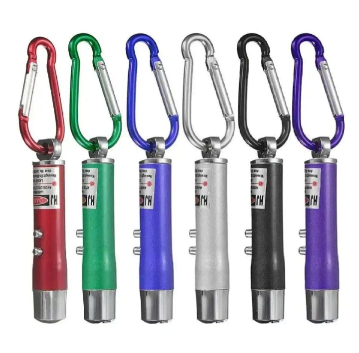 1pcs Multi-functional 3 in 1 Mini Laser Pointer LED Torch Light Keychain Pocket