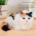 Simulation Plush Cat Doll, Artificial Hair Opening Eyes Colorful Lifelike Simulation Cat Toy for Home Decoration. 