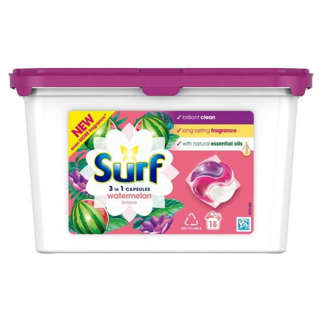 Surf Watermelon Breeze 3 in 1 Washing Liquid Capsules 18 Wash 18 per