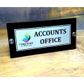 Door Name Plate | Acrylic Frame with Metal Printing with Metal Studs, customized with your text / logo, delivery in Peshawar, Lahore, Karachi, Islamabad, Pakistan. 