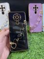 Tecno Spark 6 Back Cover + Love Heart Bracelet Chain Luxury 6D Plating Soft Case Camera Lens Protection -  Tecno Spark 6 Girls Baack Cover. 