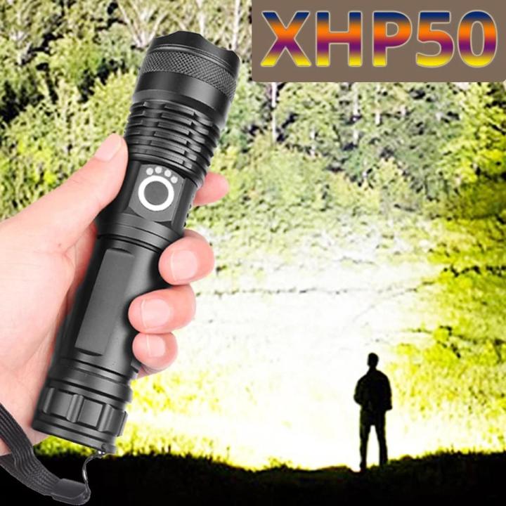 【Footprint】 L-839 The Most Powerful Flashlight 5 Modes USB Zoom LED Flashlight Xhp50 18650 Battery Best For Camping, Outdoor