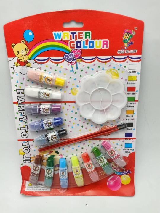 12%20Color%20Water%20Colors%20Paint%20Set%20With%20Brushes%20&%20Palette%20For%20kids%20Art%20-%20Image%202