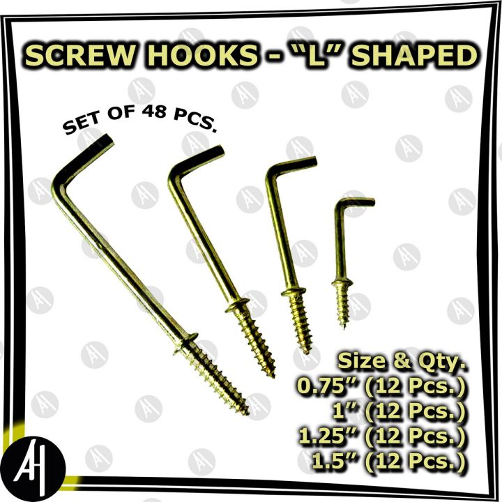 Screw Hooks - "L" Shaped (Pack of 48 Pcs.)