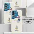 Hontinga for Samsung S9 Plus Case Cartoon Astronaut Side Design Back Cover Soft Square Edge Liquid Silicone Phone Cases. 