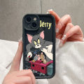 For Redmi A3 Back Cover Cartoon Tom Jerry Pattern Mobile Cover Soft Square Ladder Silicone Phone Case. 