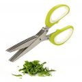 Multi-Functional Stainless Steel Kitchen Knives 5 Layers Scissors for Kitchen use Cut Herb Spices Cooking Tools Vegetable Leaf Scissor and Cutter with Cleaning Brush (Multicolor). 