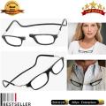 +1.00 Magnetic Reading Glasses with Neck Strap Holder Frame Eye Sight – Black Frame - Near Vision Reading Glasses. 
