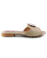 Dull Gold Faux Leather Shoes For Women. 