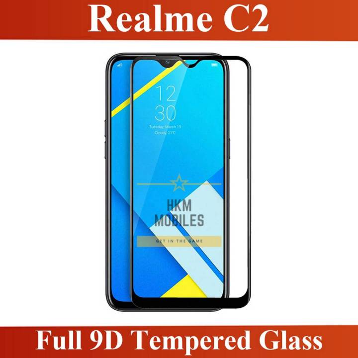 Realme C2 Full Black 9D/5D/10D/11D/6D Tempered Glass Screen Protector Edge to Edge Full Glue Premium Quality Film For Realme C2