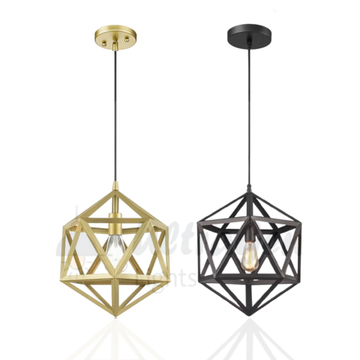 Hexagon Shape Hanging Lamp & Geometric Shape Lamp, Ceiling Lamp, Indoor Lights - Modern Pendant for Home & Office | LED/Filament Bulb Compatible (Bulb Not Included)