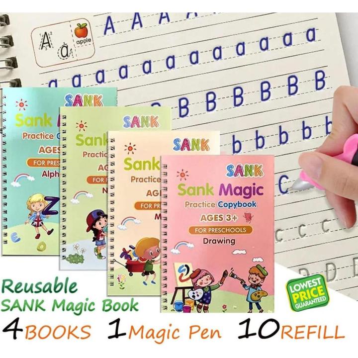 Magic Practice Copybook(4 BOOKS+10 INK REFILL) Book For Montessori ...