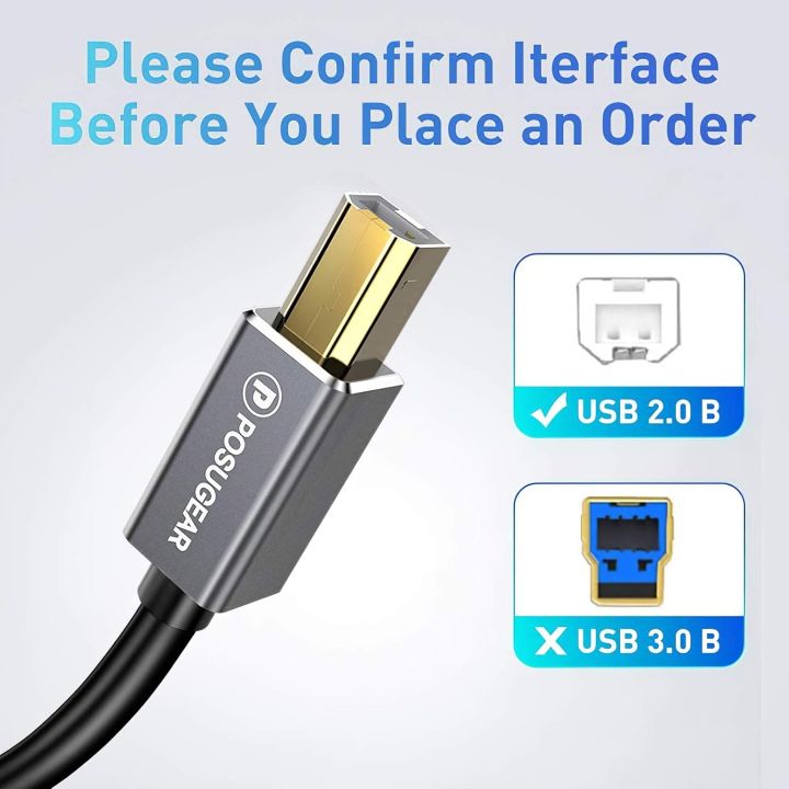 Printer%20Cable%20POSUGEAR%20USB%20Printer%20Cable%202.0%20A%20Plug%20to%20B%20Plug%20for%20HP,%20Canon,%20Lexmark,%20Epson,%20Dell%20Gold%20Plated%20Contacts%203%20Meter%20-%20Image%205