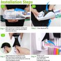 Plastic Set of Toothpaste Dispenser & Toothbrush Holder - White Automatic Tooth paste Dispenser and Tooth brush Holder Set  Wall Mounted Toothpaste Dispenser with 5 Toothbrush Holder Set  Toothpaste Squeezing Machine  Tooth brush Holder. 