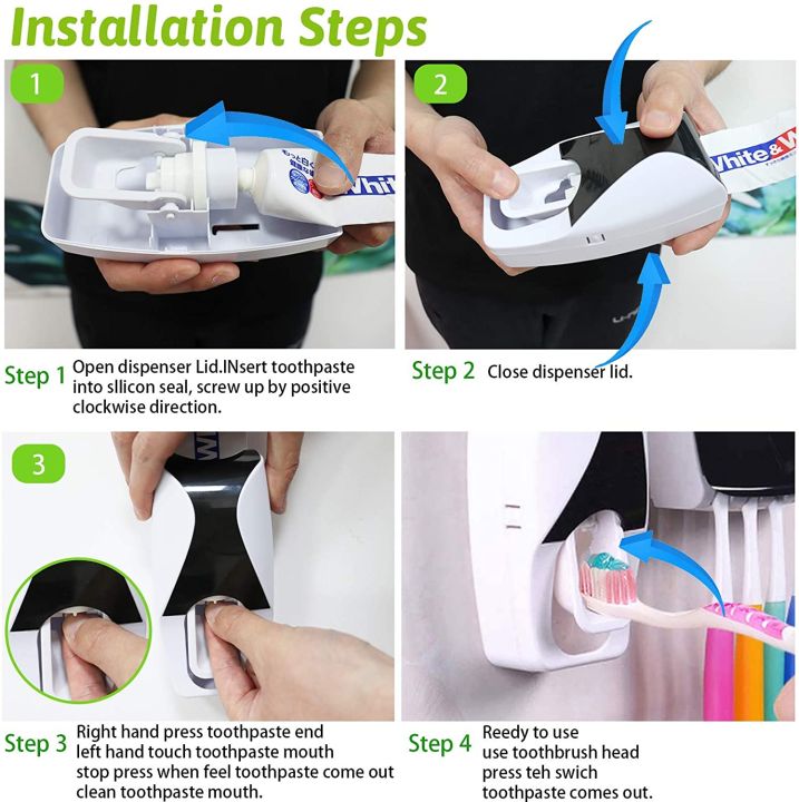 Plastic%20Set%20of%20Toothpaste%20Dispenser%20&%20Toothbrush%20Holder%20-%20White%20Automatic%20Tooth%20paste%20Dispenser%20and%20Tooth%20brush%20Holder%20Set%20%20Wall%20Mounted%20Toothpaste%20Dispenser%20with%205%20Toothbrush%20Holder%20Set%20%20Toothpaste%20Squeezing%20Machine%20%20Tooth%20brush%20Holder%20-%20Image%202