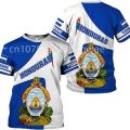 New Honduras Flag T- Shirt 3D Men And Women's Street Comfortable Sports Custom Name Round Neck Short Sleeve Top. 
