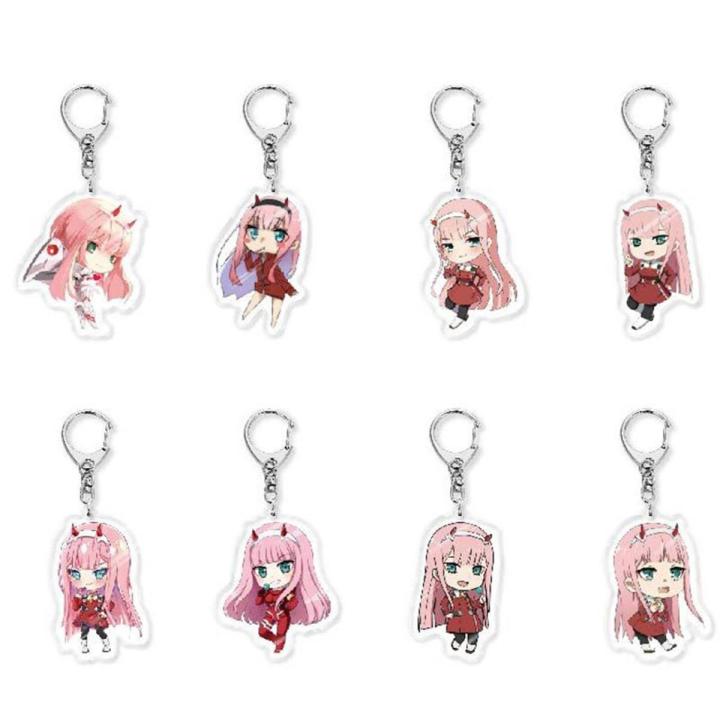 Japan Anime DARLING In The FRANXX Keychain 02 ZERO TWO Cosplay Cute Pendant Men Women Key Chain Car Bag Jewelry Accessories Gift