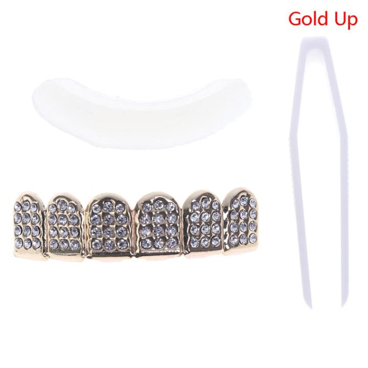 6 Teeth Grillz Hip Hop Joker Diamond Top Bottom Teeth Caps Grillz Party Jewelry Creek