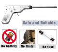 Original Pistol_ Shape Kitchen Gas Stove Lighter - Silver (Made In Japan) Steel Gas Lighter. 