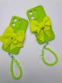 Redmi 13C Back Cover For Girls - Bow Tie Case With Fancy Key Chain - Chain bracelet Case. 