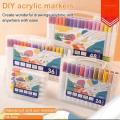 Acrylic Markers Pack of 12 pcs with plastic box packing. 