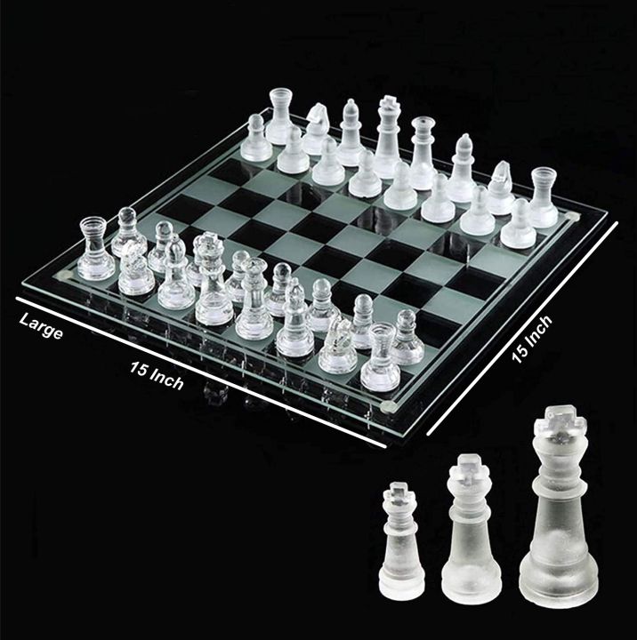 Crystal Chess board Game Set Glass chess board Large/Medium size Chess set