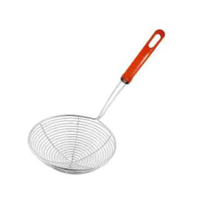 Stainless Steel Deep Fry Strainer/Oil Strainer With Plastic Handle for Kitchen Puri Wire  with Spiral Mesh, Professional Long Handle Kitchen Frying Cooking Steaming Colander Spoon for Spaetzle/Pasta/Chips