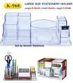 K-960 Crystal Glass Acrylic_Transparent Executive Style Deluxe Stationery Holder, Pen Stand, Desk Organizer Paper Slip Holder Visiting ID cardholder with 1 inch crystal tape dispense. 
