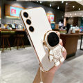 For Samsung Galaxy A05 A05s Back Cover with Lanyard + Cartoon Astronaut Folding Stand Luxury 6D Plating Square Frame Phone Case Shiny Soft Silicone Protective Cases Pouch Girls. 
