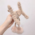 Luxury Plush hair claw clip with pom-pom tassels cute Hair Claw with Fluffy Ball Tassel Ponytail Holder Anti slip hair jaw clip fluffy Bowknot Tassel Pom-Pom Hair Clip soft fur accessory hair barrettes big Bow Hair Clips Banana Clips. 