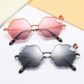 Sun Beach UV400 Children's Outfit Mirror Frame Girls Metal Flower Glasses Kids Sunglasses Polarized. 