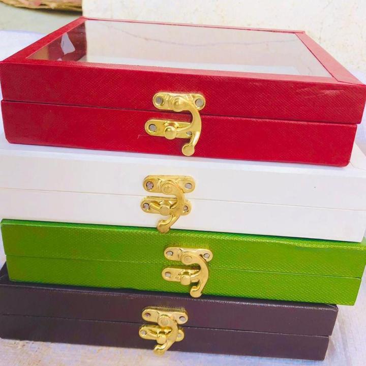 Velvet jewelery ring box with transparent Lid glass,  slots wedding ring gift box, Engagement, birthday, wedding anniversary, Luxury Portable Small Storage Jewellery Box