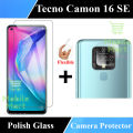 Tecno Camon 16 SE Tempered Glass Screen Protector Polish Glass + Back Camera 9H Gorilla Flexible Protector For Tecno Camon 16 SE. 